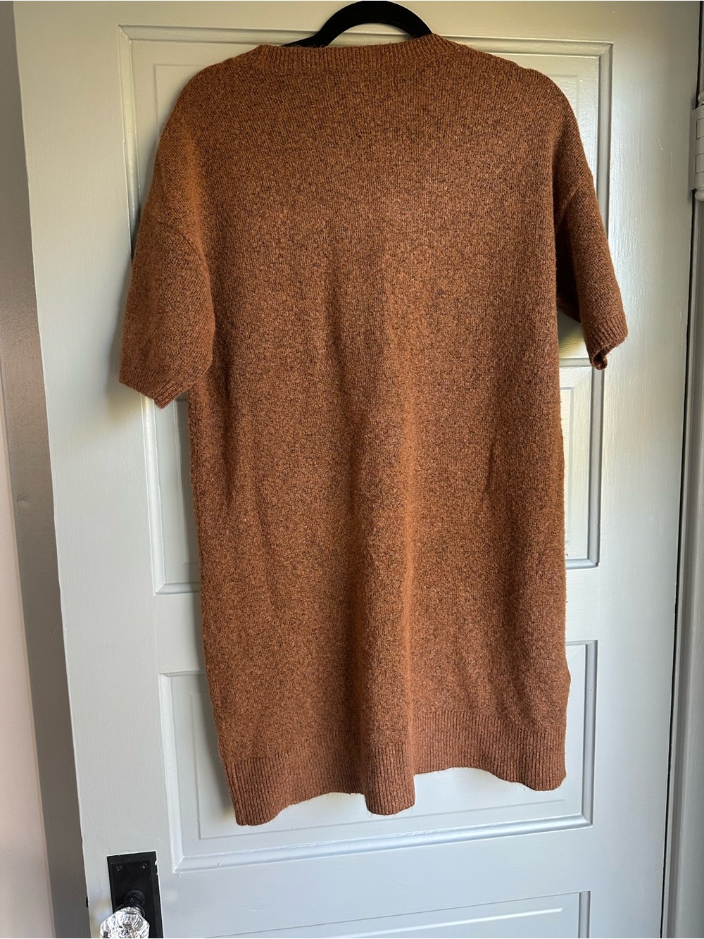 Hatch Short-Sleeve Crewneck Sweater dress in Rust - Picture 2 of 3